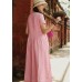 enjoysweety Linen Dress In Pink, Maxi Dress, Pleated Pintuck Dress, Pink Dress, Long Linen Dress, Kaftan Dress, Linen cocktail dress, linen wedding—0002