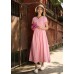 enjoysweety Linen Dress In Pink, Maxi Dress, Pleated Pintuck Dress, Pink Dress, Long Linen Dress, Kaftan Dress, Linen cocktail dress, linen wedding—0002