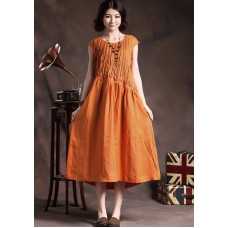 enjoysweety Linen dress in orange, Ruffle dress, Linen tunic dress, Maxi linen dress, Maxi dress, Cocktail dress, Long linen dress, Day dress, Wedding—0003