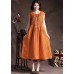enjoysweety Linen dress in orange, Ruffle dress, Linen tunic dress, Maxi linen dress, Maxi dress, Cocktail dress, Long linen dress, Day dress, Wedding—0003