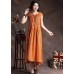 enjoysweety Linen dress in orange, Ruffle dress, Linen tunic dress, Maxi linen dress, Maxi dress, Cocktail dress, Long linen dress, Day dress, Wedding—0003