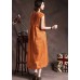 enjoysweety Linen dress in orange, Ruffle dress, Linen tunic dress, Maxi linen dress, Maxi dress, Cocktail dress, Long linen dress, Day dress, Wedding—0003