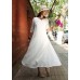 enjoysweety White Layered Cotton Linen Dress , Loose-fitting Long Sleeved Side Pockets Long Maxi Dress Plus-size Clothing —0004