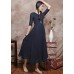 enjoysweety Navy Blue Maxi Dress, Linen Dress, Maxi Flared Dress, Maxi Cocktail Dress, Blue Dress, Garden Dress, Prom Dress, Maxi Evening Dress, Winter—0007