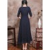 enjoysweety Navy Blue Maxi Dress, Linen Dress, Maxi Flared Dress, Maxi Cocktail Dress, Blue Dress, Garden Dress, Prom Dress, Maxi Evening Dress, Winter—0007