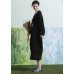 enjoysweety black maxi dress, maxi linen dress, long linen dress, oversize dress, plus size dress, long sleeve dress, winter spring dress, shirt dress—0009