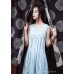 enjoysweety Blue Bridesmaid dress, Linen Boho Wedding dress, Women Formal dress, Maxi Cocktail dress, Scoop neck Prom dress floor length—0010