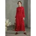 enjoysweety Maxi Red Dress, Red Linen Dress, Maxi Dress In Red, Princess Sleeve Dress, Ruffle Dress, Cocktail Dress, Wedding Dress, prom dress, bridal—0012