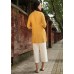 enjoysweety Linen Tunic Shirt In Yellow / Pleated Shirt / Yellow Linen Blouse / Linen Shirt, Plus Size Custom—0013