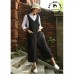 enjoysweety Black Linen Overall, Linen Halter Pants, Black Suspender Overall Pedal Pushers Cute Romper Everday Summer Outfit For Women—0015