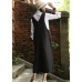 enjoysweety Black Linen Overall, Linen Halter Pants, Black Suspender Overall Pedal Pushers Cute Romper Everday Summer Outfit For Women—0015