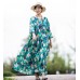 enjoysweety Oversized Loose Fitting Long Maxi Dress, Gown, Cotton and Linen Dress, Oversized Dress, Pleated Dress, Diamond  printing Dress—0031