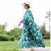 enjoysweety Oversized Loose Fitting Long Maxi Dress, Gown, Cotton and Linen Dress, Oversized Dress, Pleated Dress, Diamond  printing Dress—0031