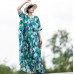 enjoysweety Oversized Loose Fitting Long Maxi Dress, Gown, Cotton and Linen Dress, Oversized Dress, Pleated Dress, Diamond  printing Dress—0031