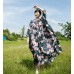 enjoysweety Oversized Loose Fitting Long Maxi Dress, Gown, Cotton Dress, Oversized Dress, Pleated Dress, Retro printing Dress—0033