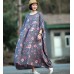 enjoysweety Oversized Loose Fitting Long Maxi Dress, Gown, Cotton Dress, Oversized Dress, Pleated Dress, Retro printing Dress—0034