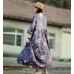 enjoysweety Oversized Loose Fitting Long Maxi Dress, Gown, Cotton Dress, Oversized Dress, Pleated Dress, Retro printing Dress—0034