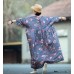 enjoysweety Oversized Loose Fitting Long Maxi Dress, Gown, Cotton Dress, Oversized Dress, Pleated Dress, Retro printing Dress—0034