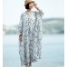 enjoysweety Oversized Loose Fitting Long Maxi Dress, Gown, Cotton Dress, Oversized Dress, Pleated Dress, Butterfly printing Dress—0035