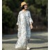 enjoysweety Oversized Loose Fitting Long Maxi Dress, Gown, Cotton Dress, Oversized Dress, Pleated Dress, Butterfly printing Dress—0035