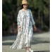 enjoysweety Oversized Loose Fitting Long Maxi Dress, Gown, Cotton Dress, Oversized Dress, Pleated Dress, Butterfly printing Dress—0035