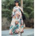 enjoysweety Oversized Loose Fitting Long Maxi Dress, Gown, Cotton Dress, Oversized Dress, Pleated Dress, Abstract printing Dress—0036