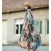 enjoysweety Oversized Loose Fitting Long Maxi Dress, Gown, Cotton Dress, Oversized Dress, Pleated Dress, Abstract printing Dress—0036