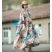 enjoysweety Oversized Loose Fitting Long Maxi Dress, Gown, Cotton Dress, Oversized Dress, Pleated Dress, Abstract printing Dress—0036