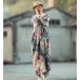 enjoysweety Oversized Loose Fitting Long Maxi Dress, Gown, Cotton Dress, Oversized Dress, Pleated Dress, Abstract printing Dress—0036