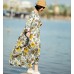 enjoysweety Oversized Loose Fitting Long Maxi Dress, Gown, Cotton Dress, Oversized Dress, Pleated Dress, Printing Dress—0037