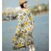 enjoysweety Oversized Loose Fitting Long Maxi Dress, Gown, Cotton Dress, Oversized Dress, Pleated Dress, Printing Dress—0037