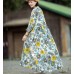 enjoysweety Oversized Loose Fitting Long Maxi Dress, Gown, Cotton Dress, Oversized Dress, Pleated Dress, Printing Dress—0037