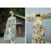 enjoysweety Oversized Loose Fitting Long Maxi Dress, Gown, Cotton Dress, Oversized Dress, Pleated Dress, Printing Dress—0037