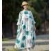 enjoysweety Oversized Loose Fitting Long Maxi Dress, Gown, Cotton Dress, Oversized Dress, Pleated Dress, Freshness printing Dress—0038