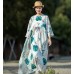 enjoysweety Oversized Loose Fitting Long Maxi Dress, Gown, Cotton Dress, Oversized Dress, Pleated Dress, Freshness printing Dress—0038