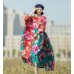 enjoysweety Oversized Loose Fitting Long Maxi Dress, Gown, Cotton Dress, Oversized Dress, Pleated Dress, Freshness printing Dress—0039