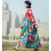 enjoysweety Oversized Loose Fitting Long Maxi Dress, Gown, Cotton Dress, Oversized Dress, Pleated Dress, Freshness printing Dress—0039