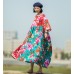 enjoysweety Oversized Loose Fitting Long Maxi Dress, Gown, Cotton Dress, Oversized Dress, Pleated Dress, Freshness printing Dress—0039