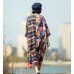 enjoysweety Oversized Loose Fitting Long Maxi Dress, Gown, Cotton Dress, Oversized Dress, Pleated Dress, Splicing Printing Dress—0040