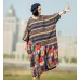 enjoysweety Oversized Loose Fitting Long Maxi Dress, Gown, Cotton Dress, Oversized Dress, Pleated Dress, Splicing Printing Dress—0040