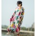 enjoysweety Oversized Loose Fitting Long Maxi Dress, Gown, Cotton Dress, Oversized Dress, Pleated Dress, Abstract printing Dress—0041