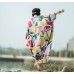 enjoysweety Oversized Loose Fitting Long Maxi Dress, Gown, Cotton Dress, Oversized Dress, Pleated Dress, Abstract printing Dress—0041