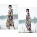 enjoysweety Oversized Loose Fitting Long Maxi Dress, Gown, Cotton Dress, Oversized Dress, Pleated Dress, Cocoon Abstract printing Dress—0042