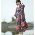 enjoysweety Oversized Loose Fitting Long Maxi Dress, Gown, Cotton Dress, Oversized Dress, Pleated Dress, Cocoon Abstract printing Dress—0042