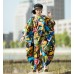 enjoysweety Oversized Loose Fitting Long Maxi Dress, Gown, Cotton Dress, Oversized Dress, Pleated Dress, Cocoon Abstract printing Dress—0043