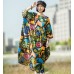 enjoysweety Oversized Loose Fitting Long Maxi Dress, Gown, Cotton Dress, Oversized Dress, Pleated Dress, Cocoon Abstract printing Dress—0043