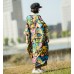 enjoysweety Oversized Loose Fitting Long Maxi Dress, Gown, Cotton Dress, Oversized Dress, Pleated Dress, Cocoon Abstract printing Dress—0043