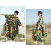 enjoysweety Oversized Loose Fitting Long Maxi Dress, Gown, Cotton Dress, Oversized Dress, Pleated Dress, Cocoon Abstract printing Dress—0043