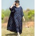 enjoysweety Oversized Loose Fitting Long Maxi Dress, Gown, Cotton Dress, Ramie Dress, Linen Dress, Pleated Dress, Printing Dress—0052