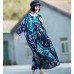 enjoysweety Oversized Loose Fitting Long Maxi Dress, Gown, Cotton Dress, Oversized Dress, Pleated Dress, Retro printing Dress—0048